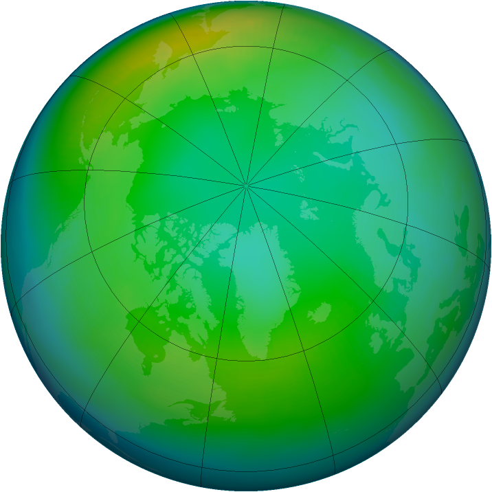 Arctic ozone map for November 1986